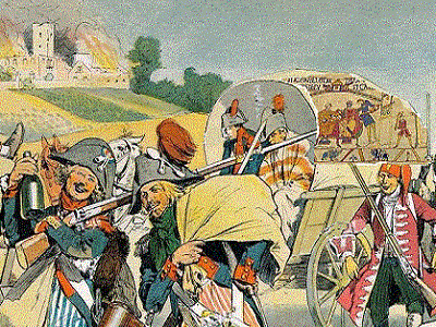 Bayeux tapestry covering a wagon