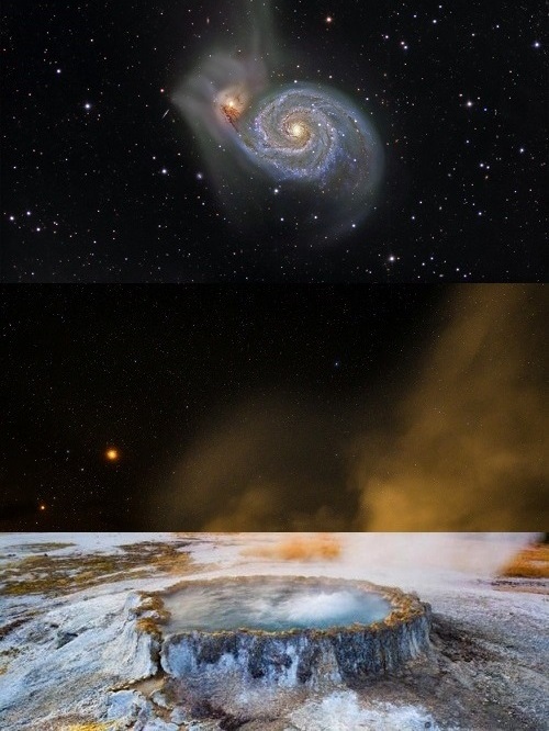 Space cloud and geyser